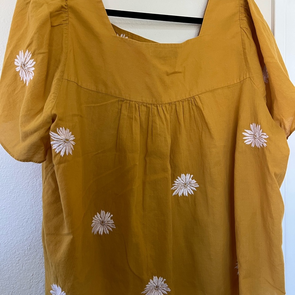 Madewell Yellow Floral Embroidered Women's Top